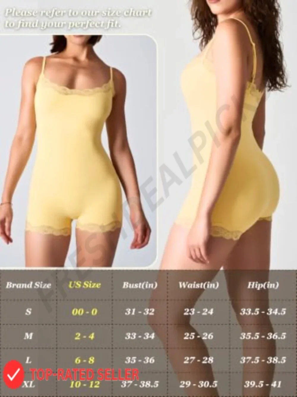 Women's Lace Trim Square Neck Romper Bodysuit, Adjustable Straps, Breathable